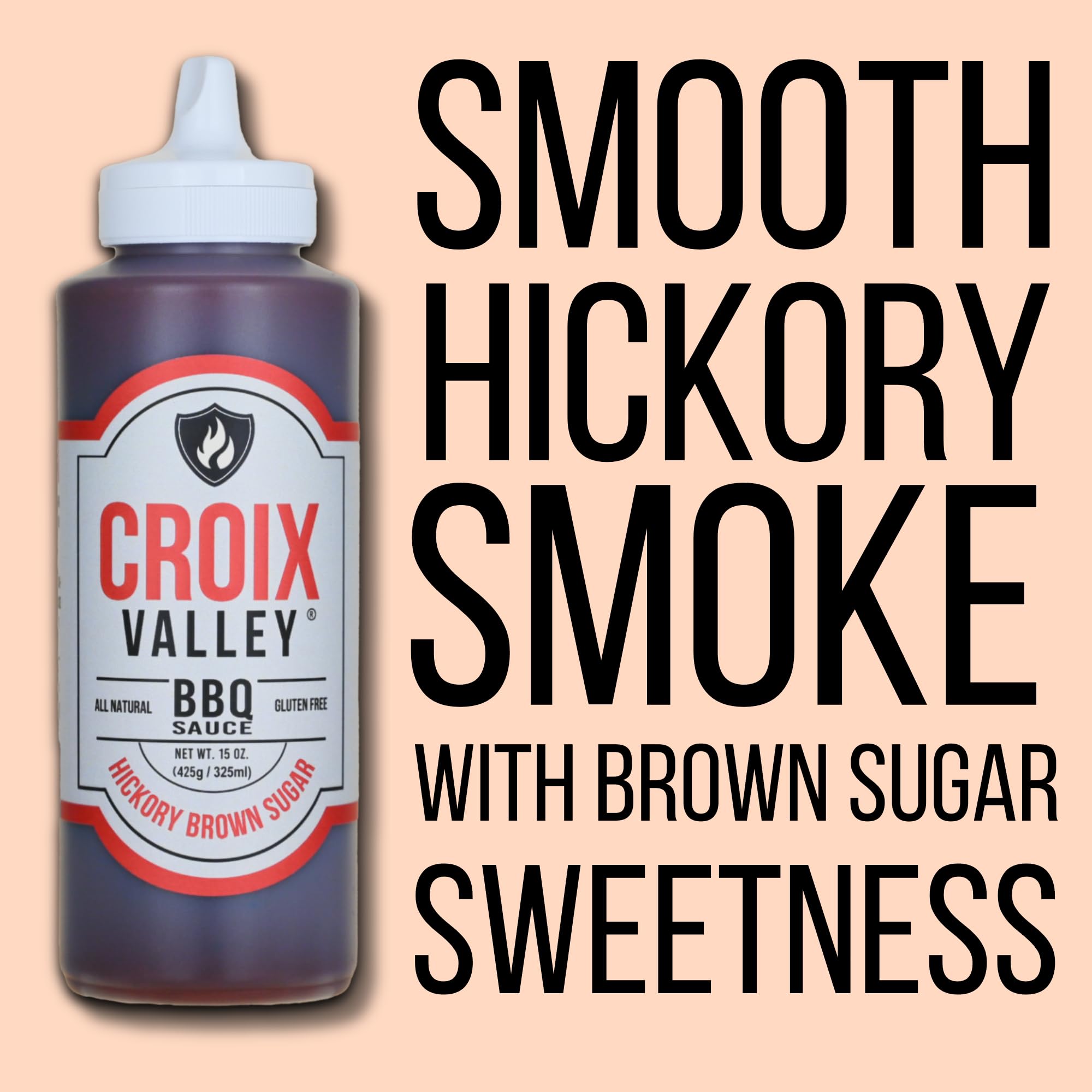 Croix Valley Hickory Brown Sugar BBQ Sauce - 3 Pack (11 oz Plastic Bottles) - Rich Brown Sugar Sweetness with Smokey Hickory - Gluten-Free, No MSG, No