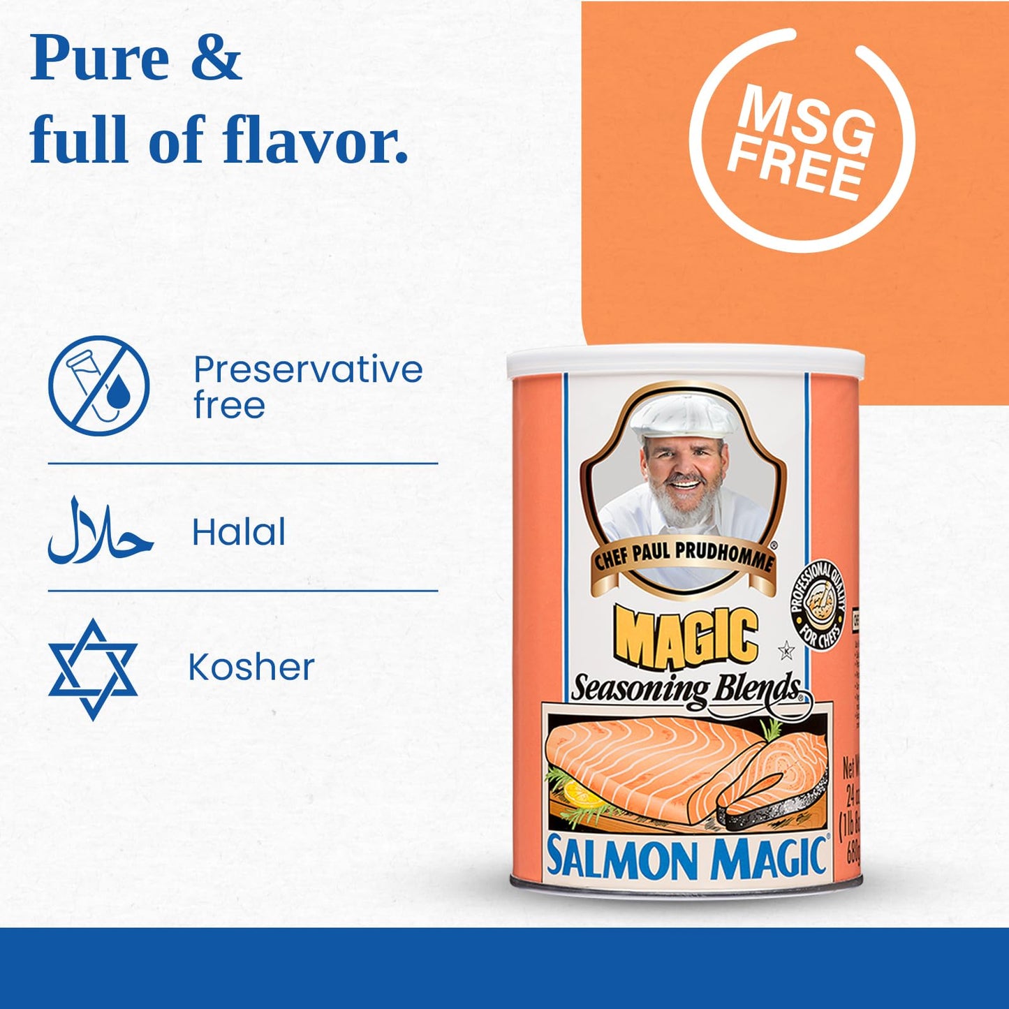 Chef Paul Magic Seasonings Blends Salmon Magic | Salmon Seasoning with Herbs & Spices | Seafood Seasoning for Cooking | Kosher & Halal Certified | 24