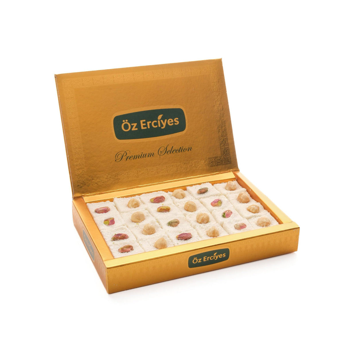 Turkish Delights Candy Gift Box - Hazelnut and Pistachio Turkish Delight, Soft Sultana Lokum Candy, Traditional Turkish Food Sweet, 17.6 oz (500g)