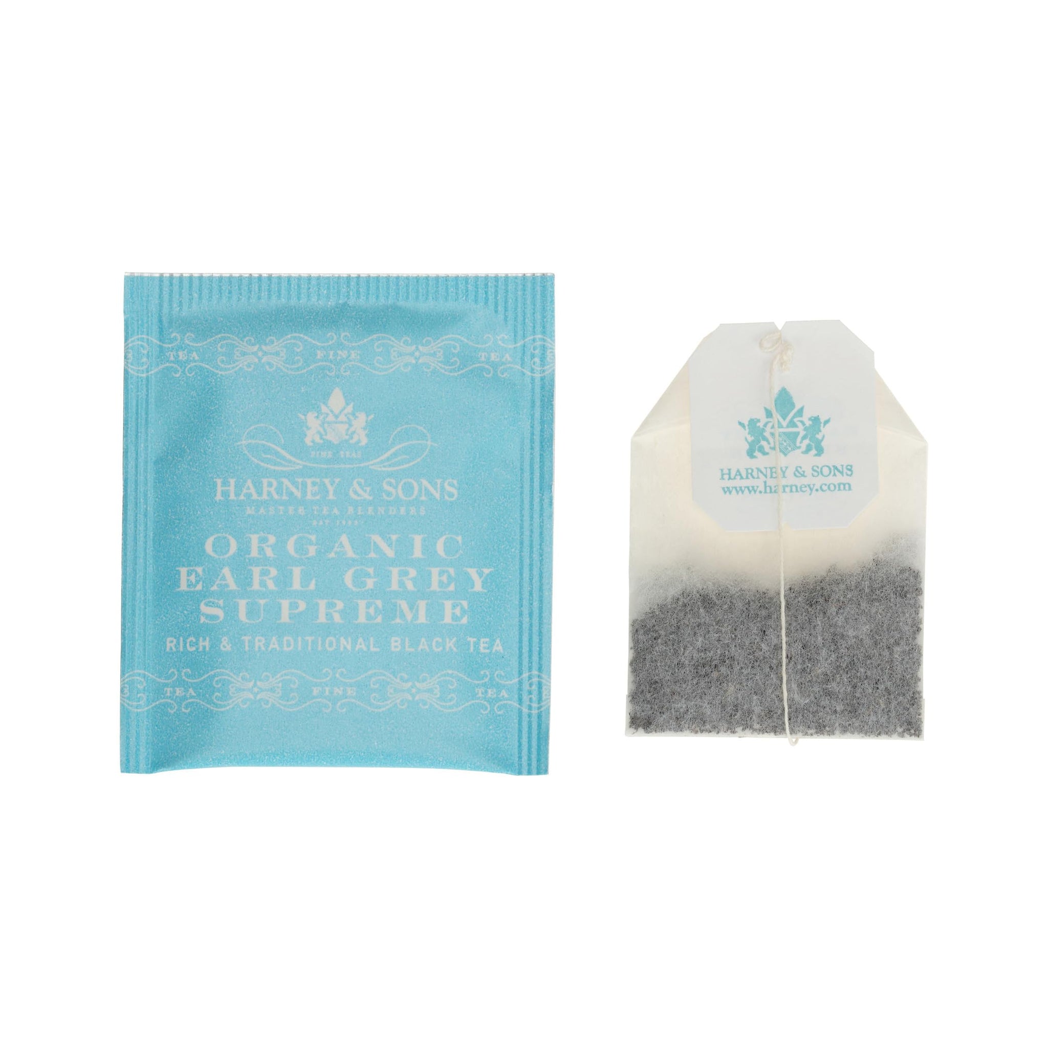 Harney & Sons Organic Earl Grey Supreme | Box of 50 Organic Earl Grey Tea Bags with Black Tea & Bergamot Oil, Individually Wrapped Teabags