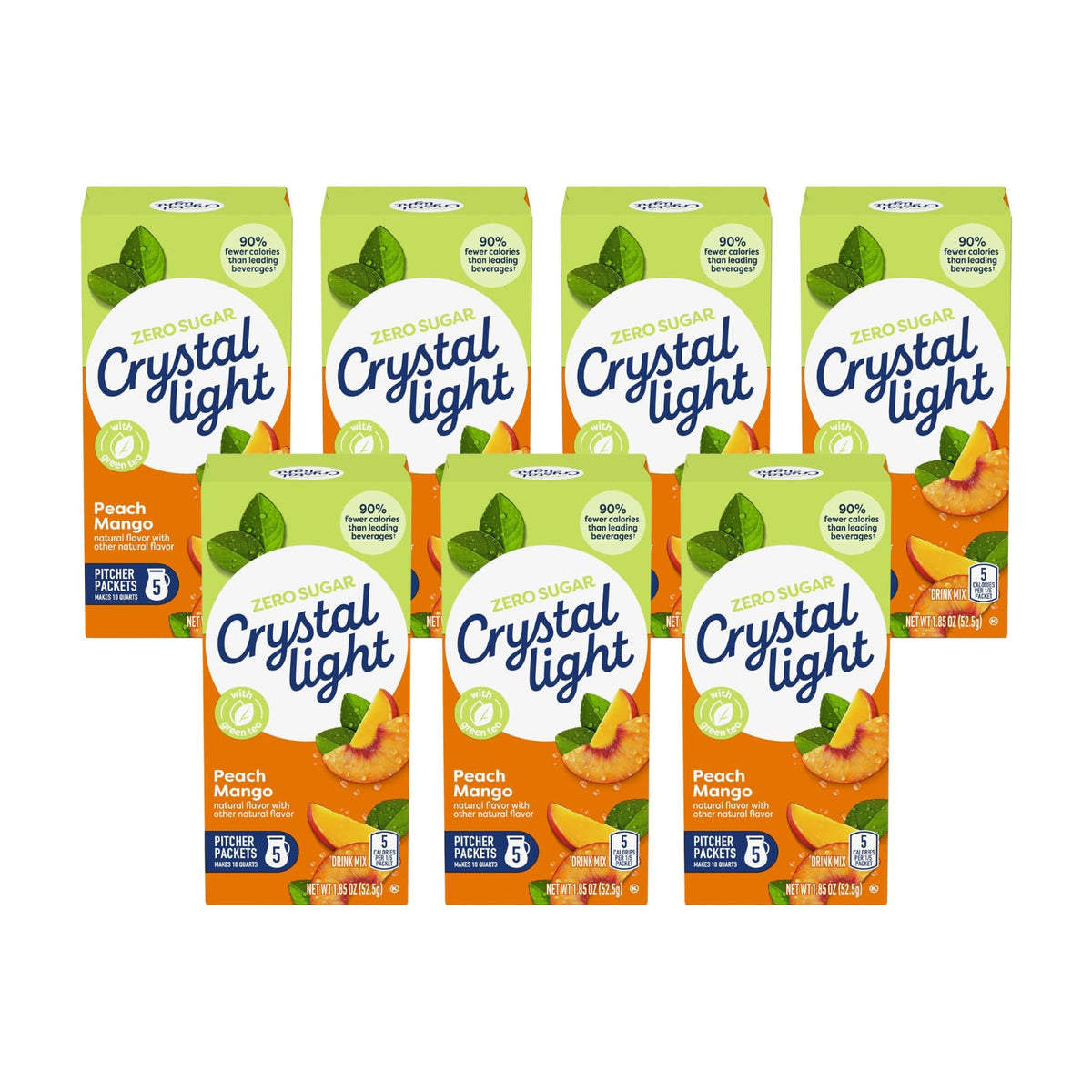 Crystal Light Peach Mango Green Tea Drink Mix, 10-Quart Box (Pack of 7)