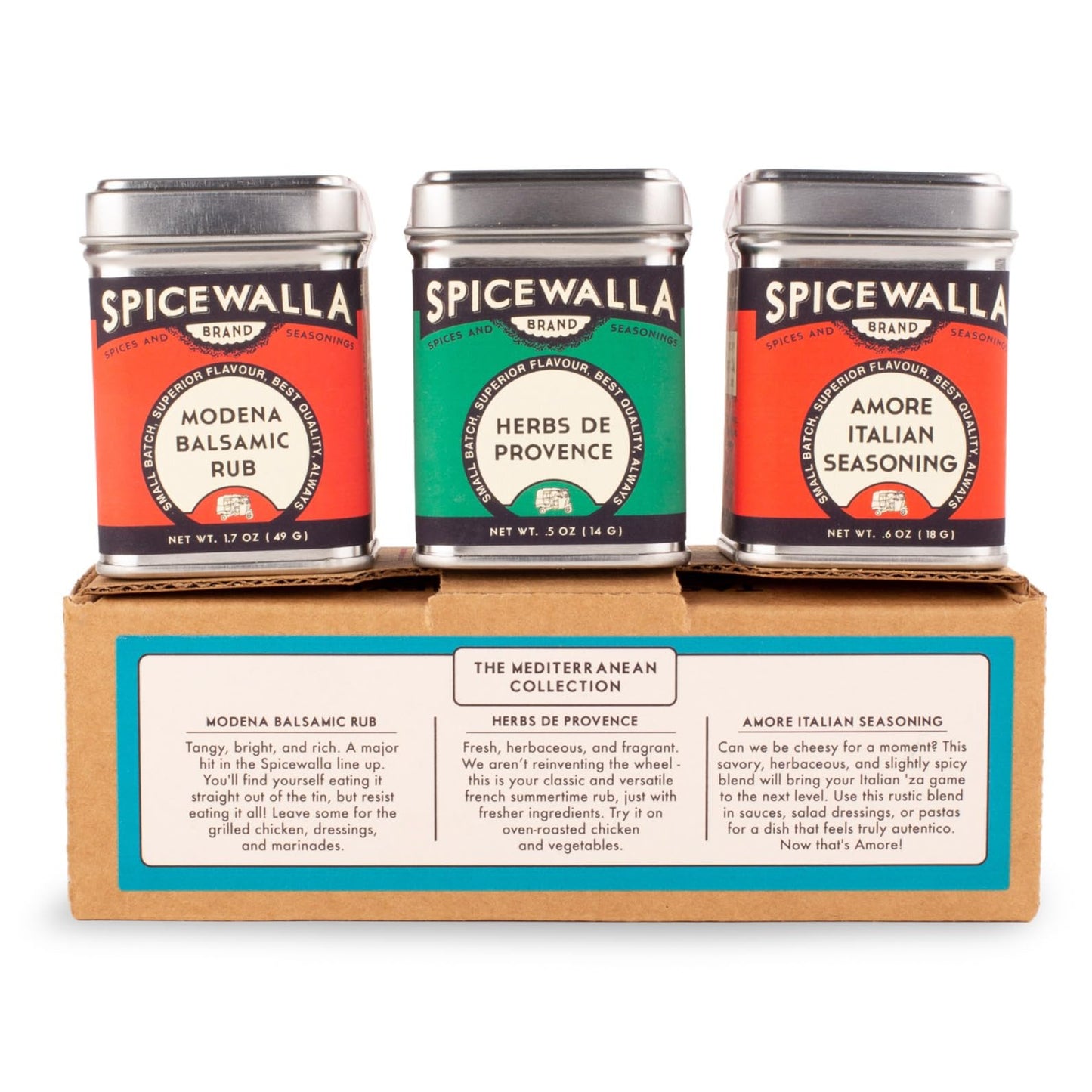 Spicewalla Mediterranean Seasoning 3 Pack | Modena Balsamic Rub, Herbs de Provence, Amore Italian Seasoning | Mediterranean Spice Gift Set
