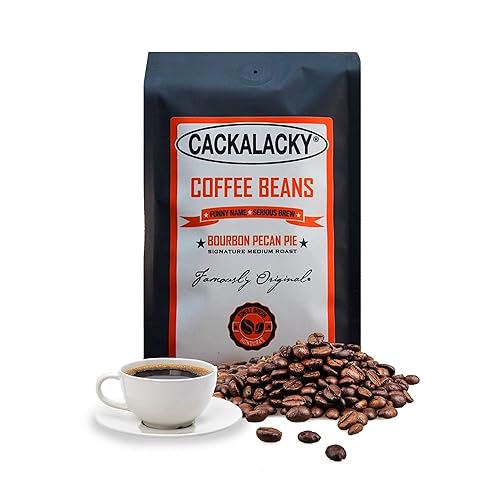 Cackalacky Famously Original Bourbon Pecan Pie Coffee Beans - 12 oz Bag - Signature Medium Roast, Gourmet Flavored Coffee with Toasted Nuts, Dark