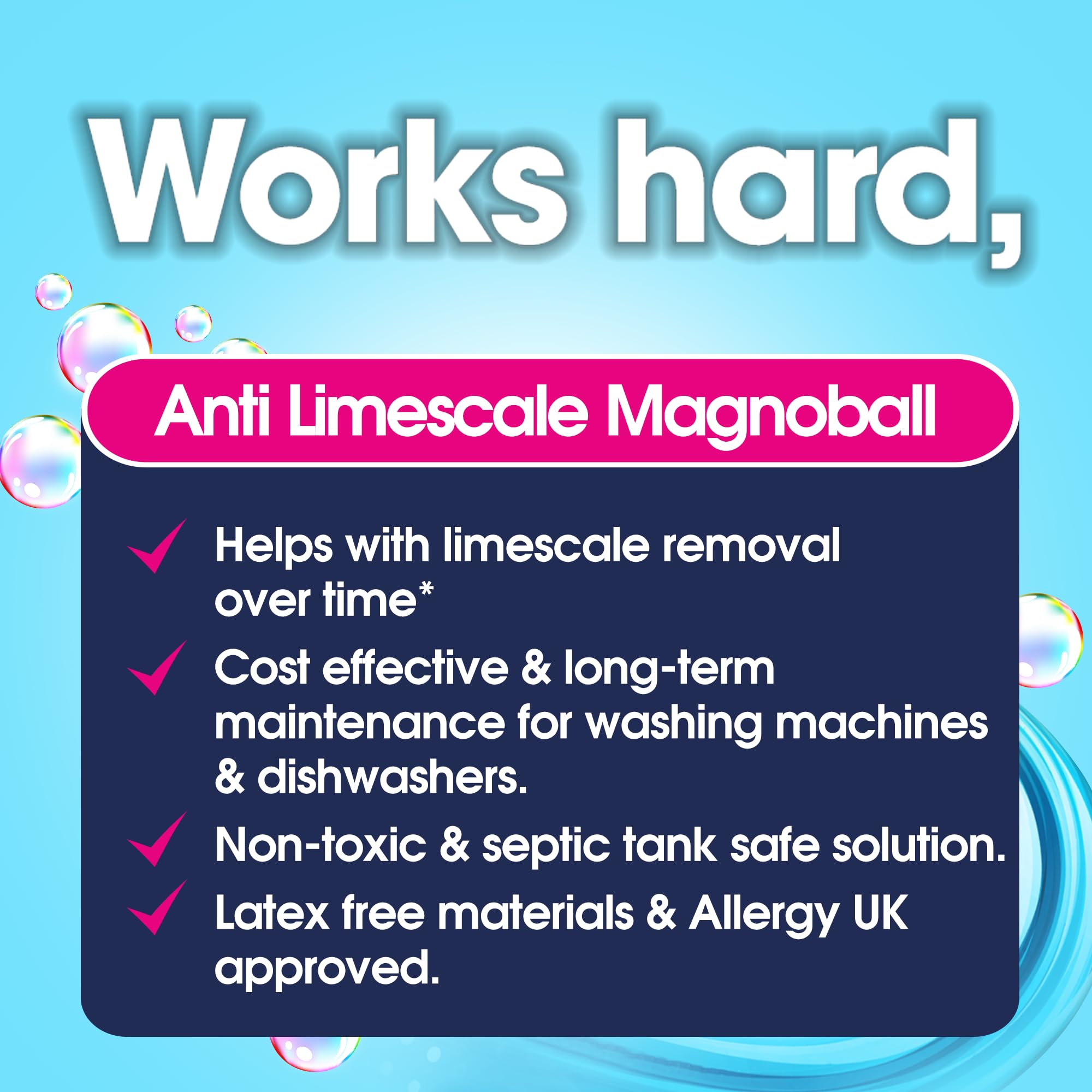 EcoZone Magnoball Anti-Limescale Device for Dishwashers & Washing Machines, Reusable Magnetic Limescale Remover & Descaler, Drum & Interior Cleaner
