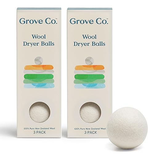 Grove Co. Wool Dryer Balls, Reusable Laundry Balls for Dryer, 100% New Zealand Wool, Reduce Drying Time, Wrinkles & Static, Sustainably Designed