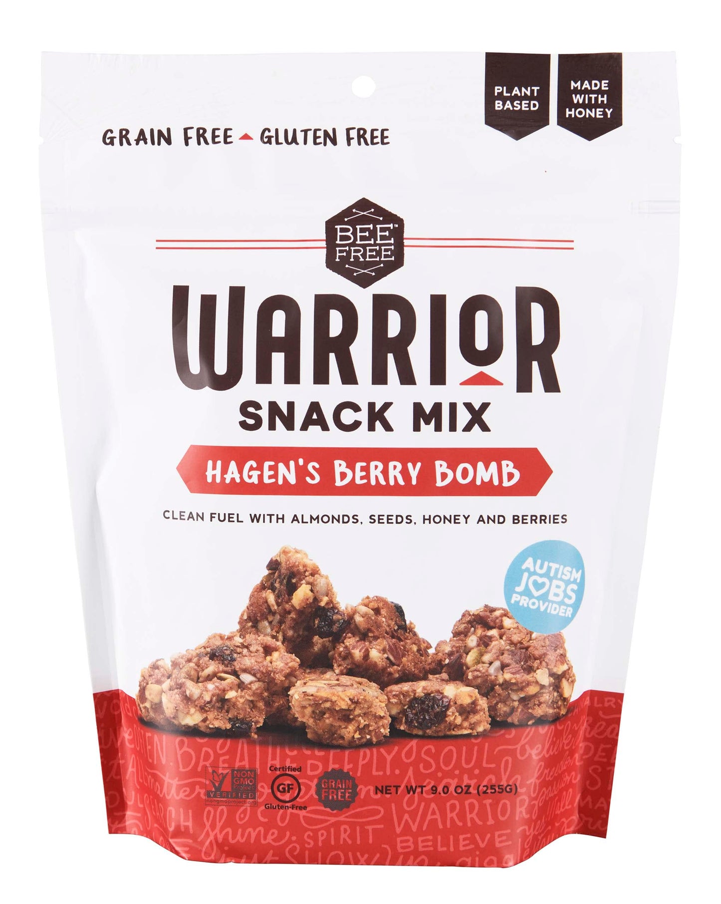 BeeFree Warrior Mix Gluten Free Granola - Chunky Granola Bites | Paleo, Low Carb, Grain Free, Preservative Free, Oat Free | Low Calorie Snacks |