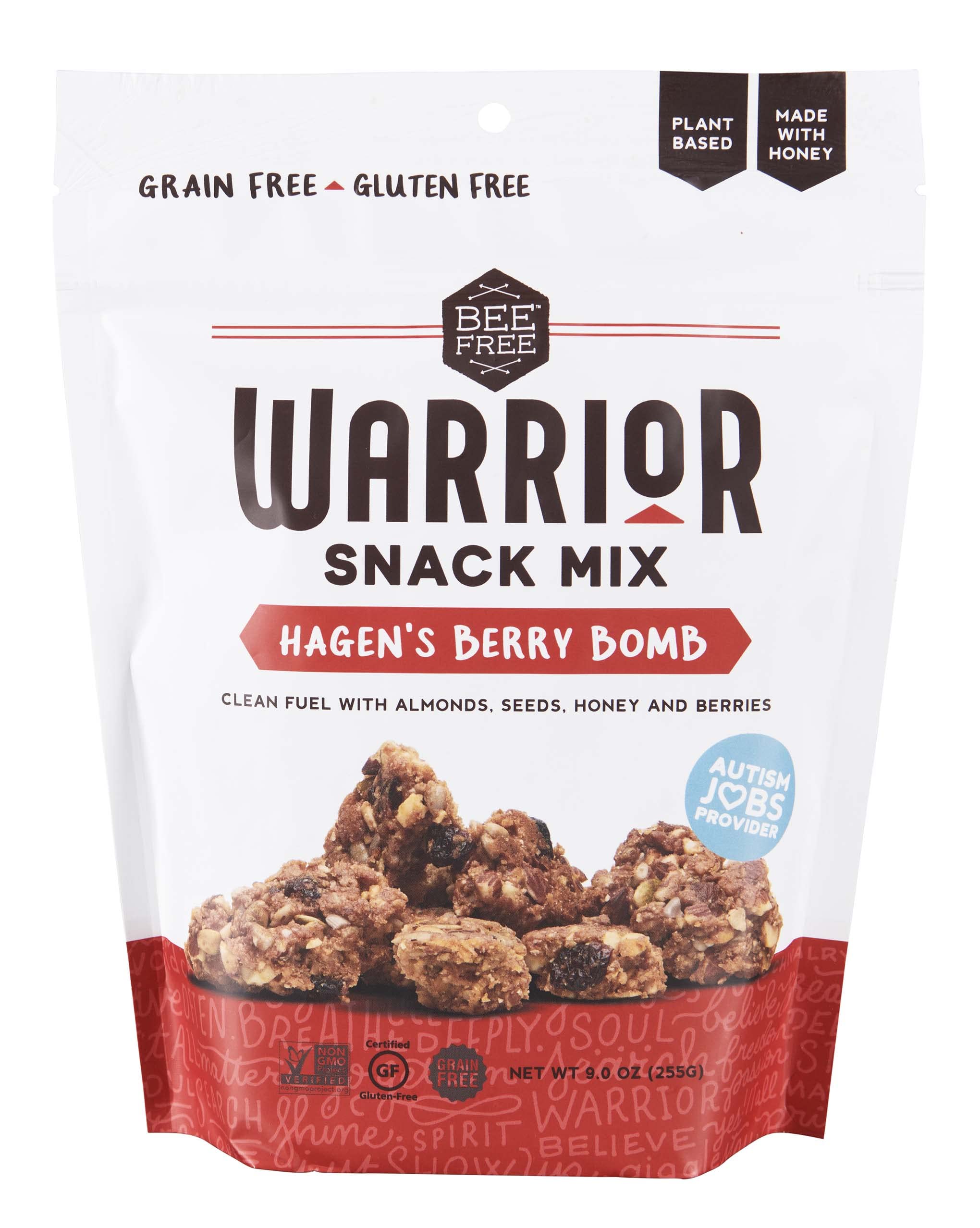 BeeFree Warrior Mix Gluten Free Granola - Chunky Granola Bites | Paleo, Low Carb, Grain Free, Preservative Free, Oat Free | Low Calorie Snacks |