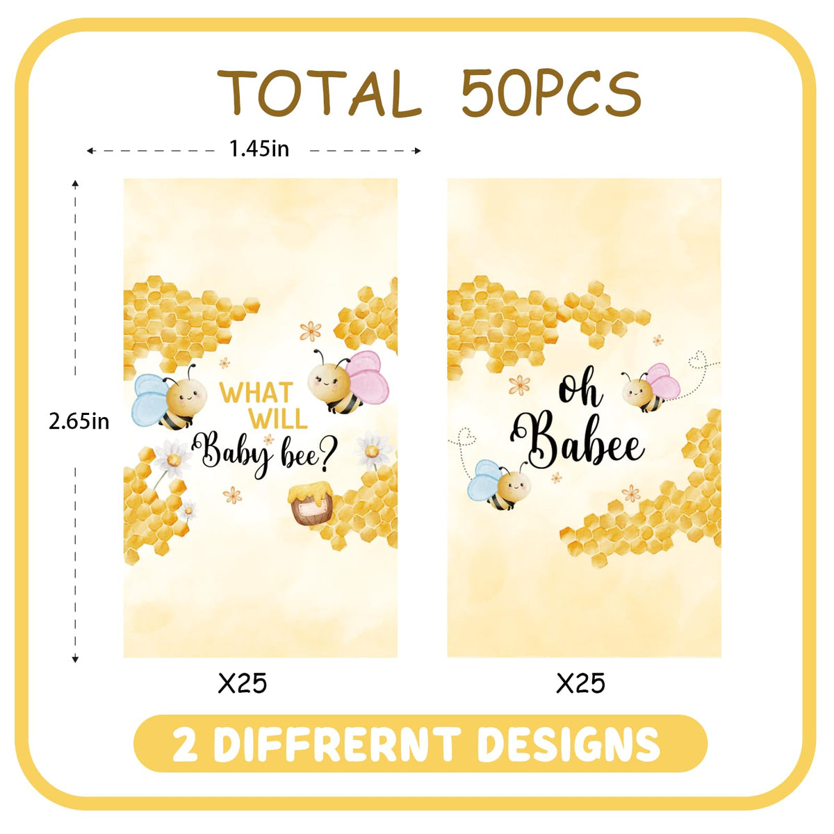 Bumble Bee Mini Chocolate Bar Wrappers, Oh Babee Candy Bar Labels, Bee First Birthday Stickers for Chocolate, Bee Themed Gender Reveal/Pregnancy