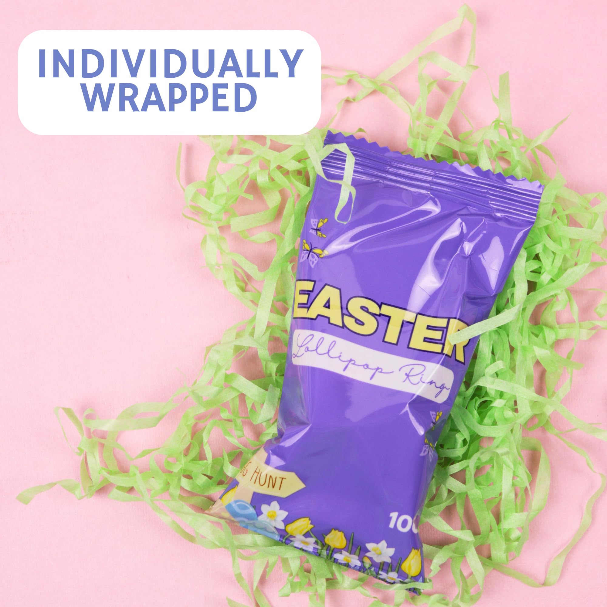 Easter Candy 3D Lollipop Rings, Individually Wrapped Bunny Chick Carrot Shaped Suckers, Basket Stuffers, 24 Pieces, 8.47 Ounces