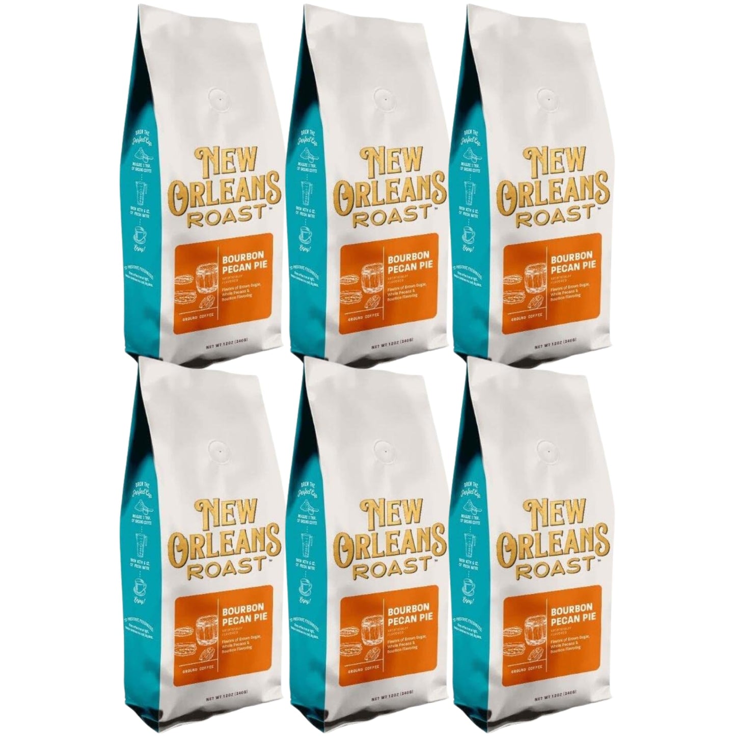 New Orleans Roast - Bourbon Pecan Pie Ground Coffee 12oz (Pack of 6)