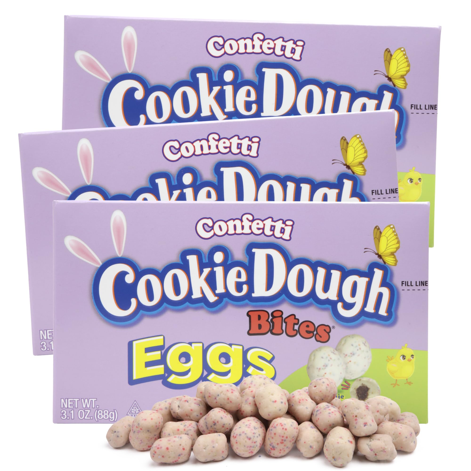 Edible Confetti Eggs Cookie Dough Bites, Fudge Brownie Flavored, Easter Basket Stuffer Candy, 3.1 Ounce