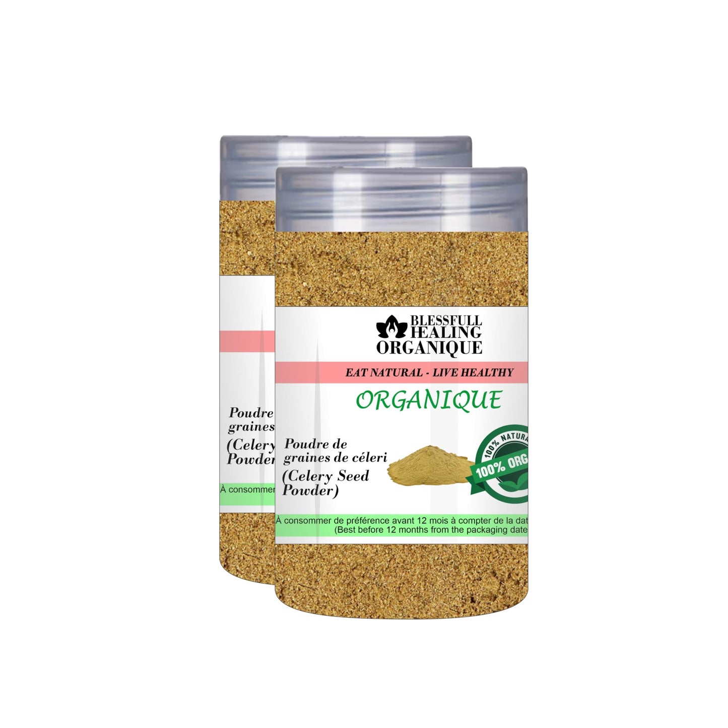 Blessfull Healing Organic Celery Seed Powder 100 Gram (3.52 oz) Each (Pack Of 2) = 200 Grams, Vegan