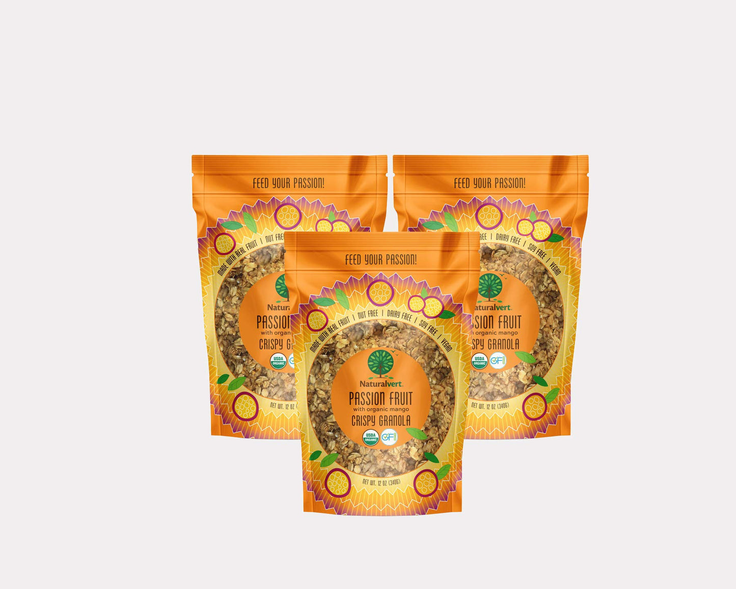Naturalvert Organic, gluten-free, vegan granola Passion Fruit, 12oz (Pack of 3)…