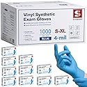 Schneider Blue Vinyl Synthetic Exam Gloves, Large, Case of 1000, 4-mil, Powder-Free, Latex-Free, Non-Sterile, Disposable Gloves