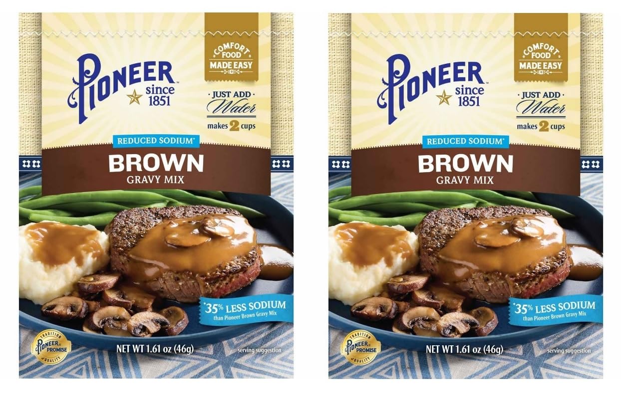 Pioneer Gravy & Seasoning Mixes - 2 packages (Reduced Sodium Brown 1.61oz)