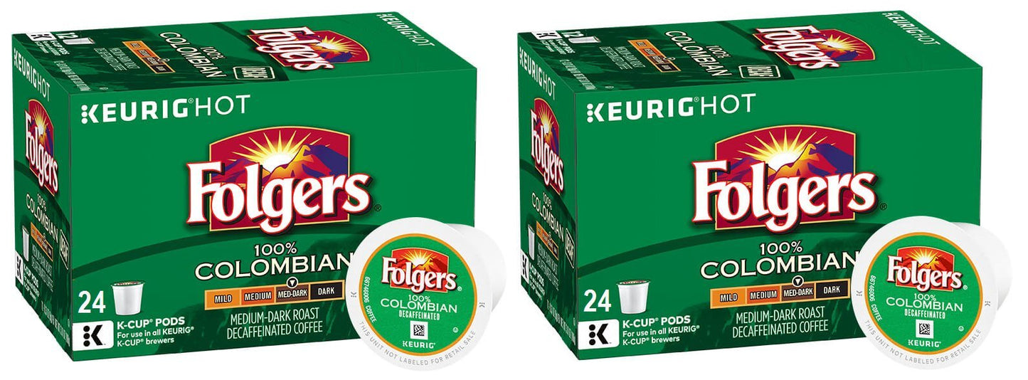 Folgers 100 percent Colombian Decaf single serve K-cup pods for Keurig brewers, 48 Count