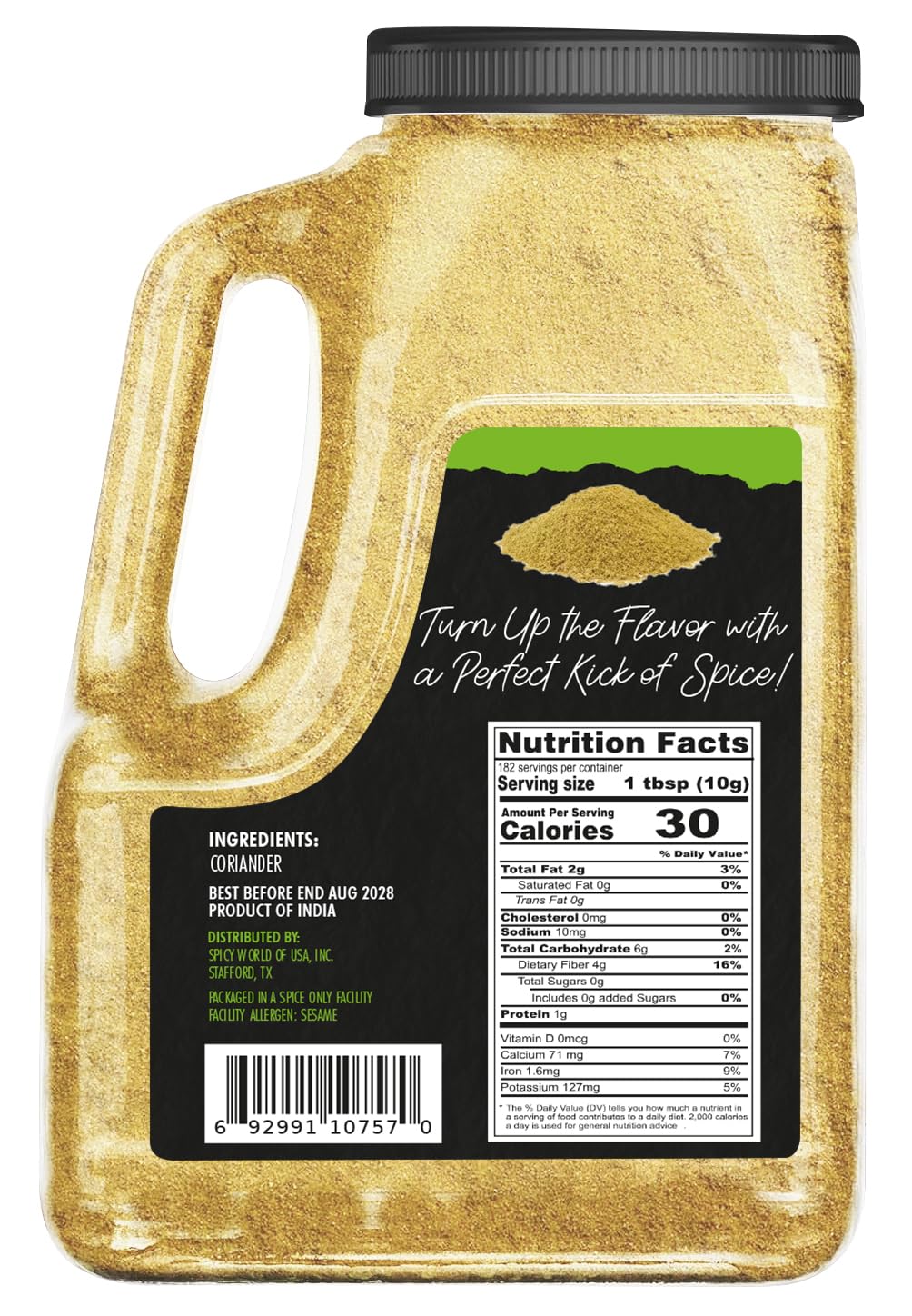 Coriander Powder 5 LB Bulk Jar - All Natural, Pure, Bulk Corriander Seeds Ground, No Preservatives & Freshly Packed by Spicy World