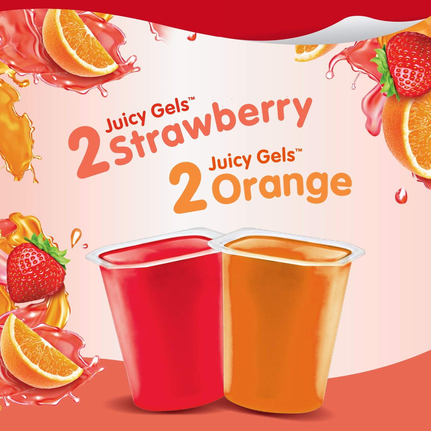 Snack Pack Strawberry and Orange Flavored Juicy Gels Cups, 3.25 oz., 4-Count
