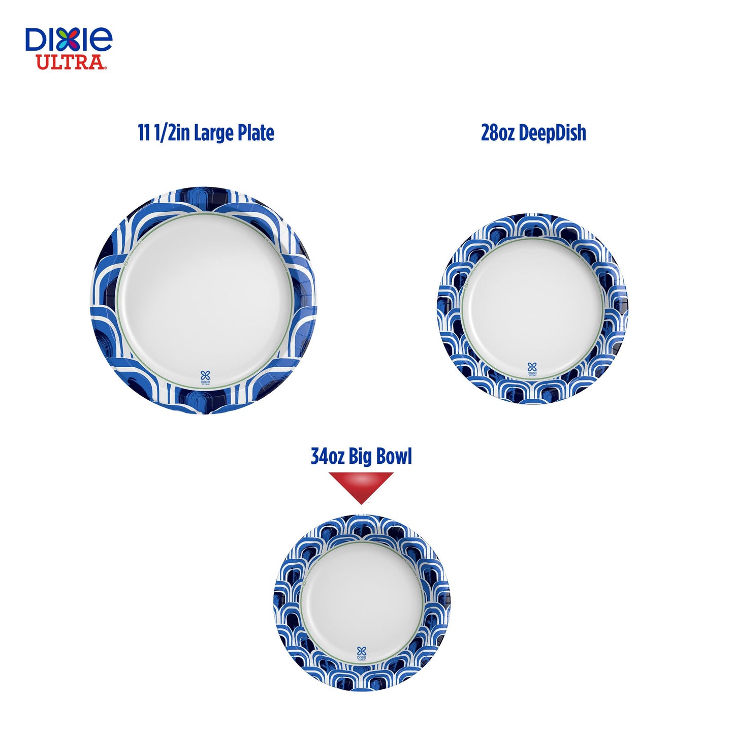 Dixie Ultra Extra Large Paper Bowls, 34 oz, 34 Count, Compostable, Microwave Safe, Disposable Bowls for Heavy Meals, Soups, Stews, and Everyday Use