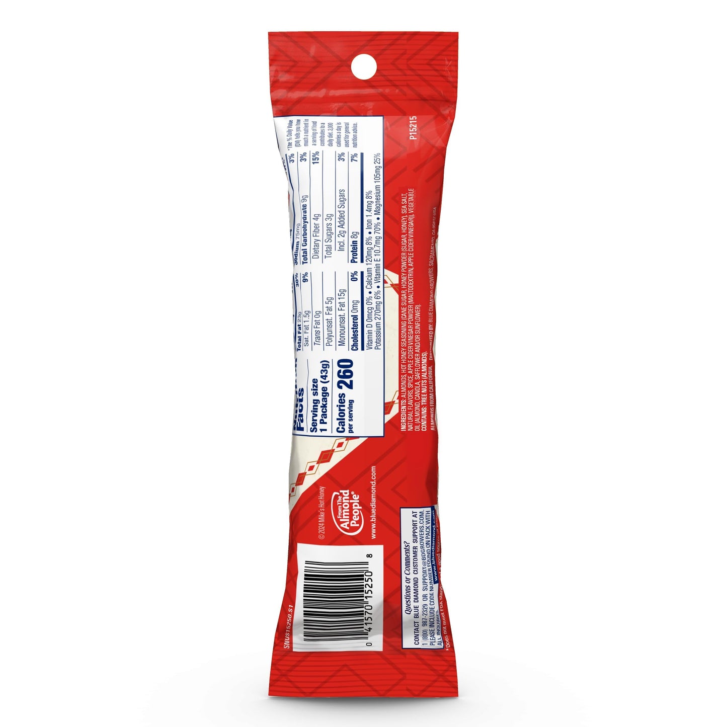 Blue Diamond Almonds, Made with Mike’s Hot Honey Infused with Chilies for a Perfect Sweet and Spicy Snack Nut Combination, Pack of 12, 1.5oz. Servings