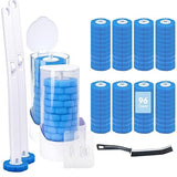 2 Pack Disposable Toilet Brush and Holder Set, Wall Mounted Toilte Wand Kit, Disposable Bowl Ceaner Wand and Caddy with 96 Refills for Closestool