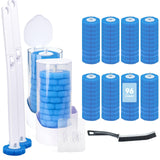 2 Pack Disposable Toilet Brush and Holder Set, Wall Mounted Toilte Wand Kit, Disposable Bowl Ceaner Wand and Caddy with 96 Refills for Closestool