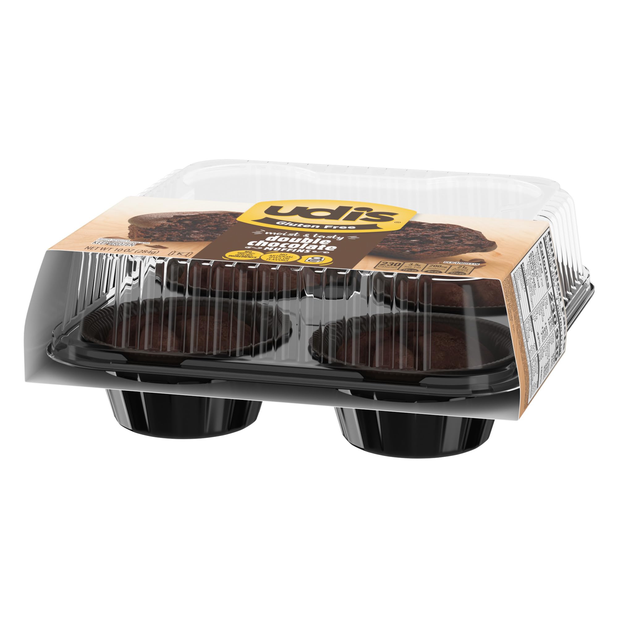 Udi's Gluten Free Double Chocolate Muffins, Frozen, 10 oz 4 ct, 10 oz (frozen)