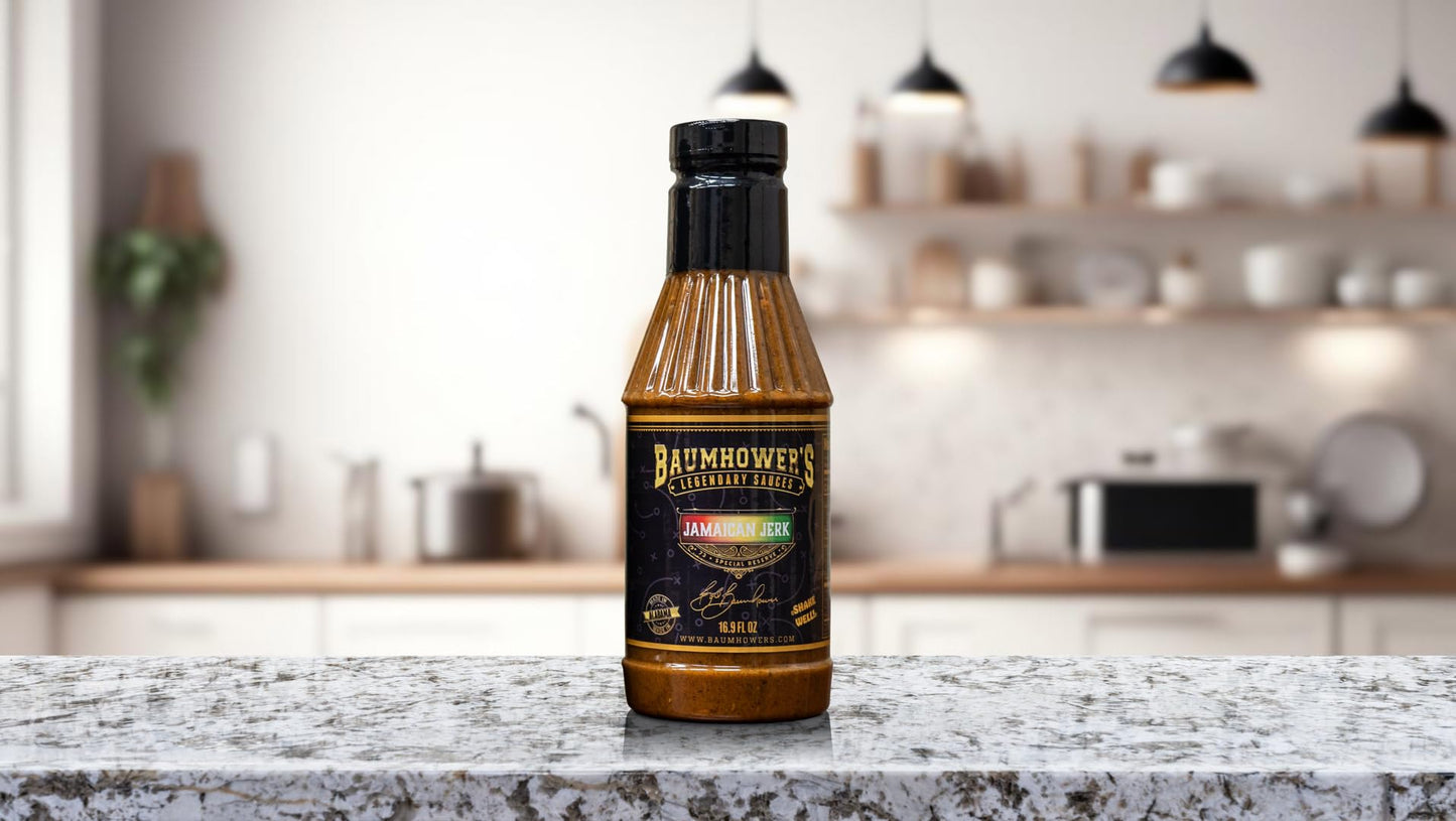 Baumhower’s Legendary Jamaican Jerk Sauce - Caribbean-Inspired Jerk Marinade & Wing Sauce for Chicken, Pork, Seafood & Grilling, Bold Island Flavor