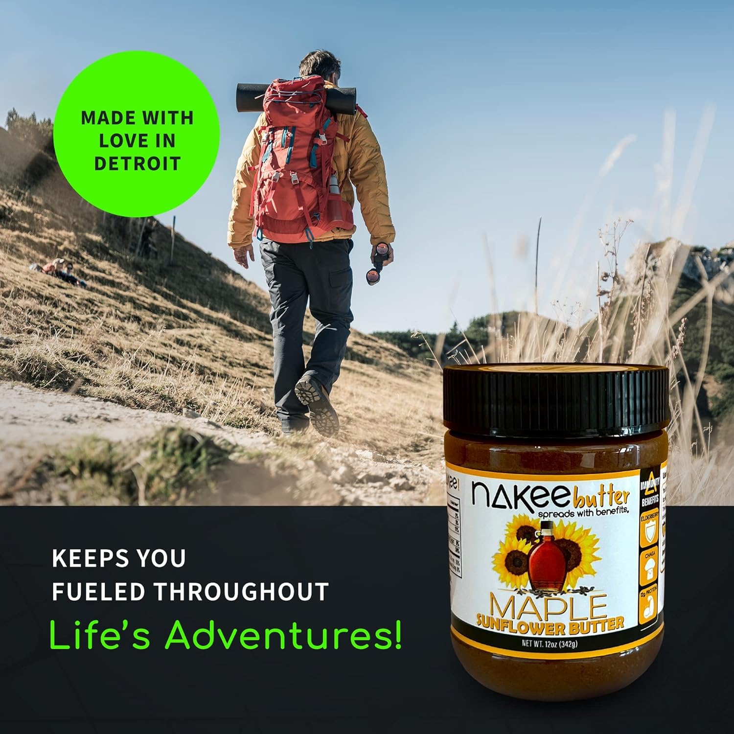 Nakee Butter: Maple Sunflower Vegan Butter, High Daily Protein Nut Spread with 12g Protein, Immune Boosting Blend with Cinnamon, Ginger, Elderberry