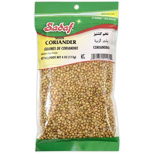 Sadaf Coriander Seeds - Coriander Seeds Whole for Cooking and Food Flavoring - Mediterranean Cuisine - Semilla de Cilantro - Kosher - 4 Oz Resealable