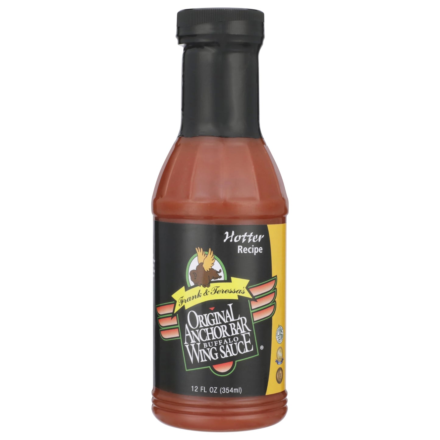 Anchor Bar Original Buffalo Wing Sauce, Hotter Recipe, 12 fl oz | Authentic Buffalo Wing Sauce | Classic Tangy & Spicy Condiment for Wings, Chicken