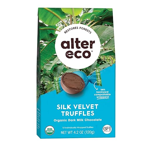 Alter Eco | Silk Velvet Truffles | 39% Pure Dark Cocoa, Fair Trade, Organic, Non-GMO, Gluten Free Dark Chocolate Truffles (10 Count (Pack of 1))