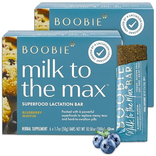 Boobie Bar Superfood Blueberry Muffin Lactation Bar for Breastfeeding Moms to Increase Milk Supply | #1 Selling Lactation Snack Bars | Vegan