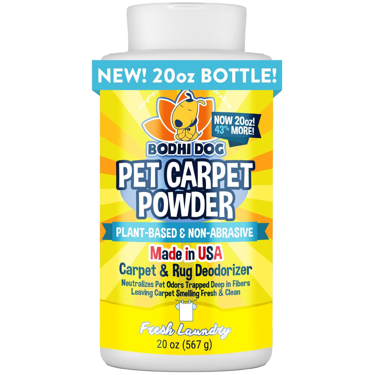 Bodhi Dog Natural Carpet Deodorizer Powder - Dry Pet Smell Eliminator & Urine Odor Remover - Loosens Fur & Dirt - Plant-Based Room Freshener