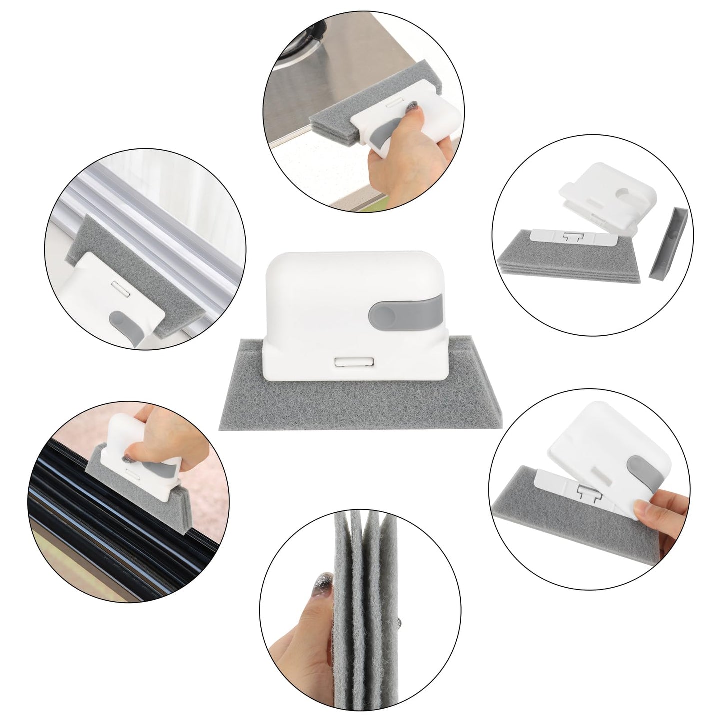 8 Pcs Hand-held Groove Gap Cleaning Tools - Door Window Track Crevice Cleaning Brushes Blind Cleaner Duster, Window Magic Cleaning Brush for Shower