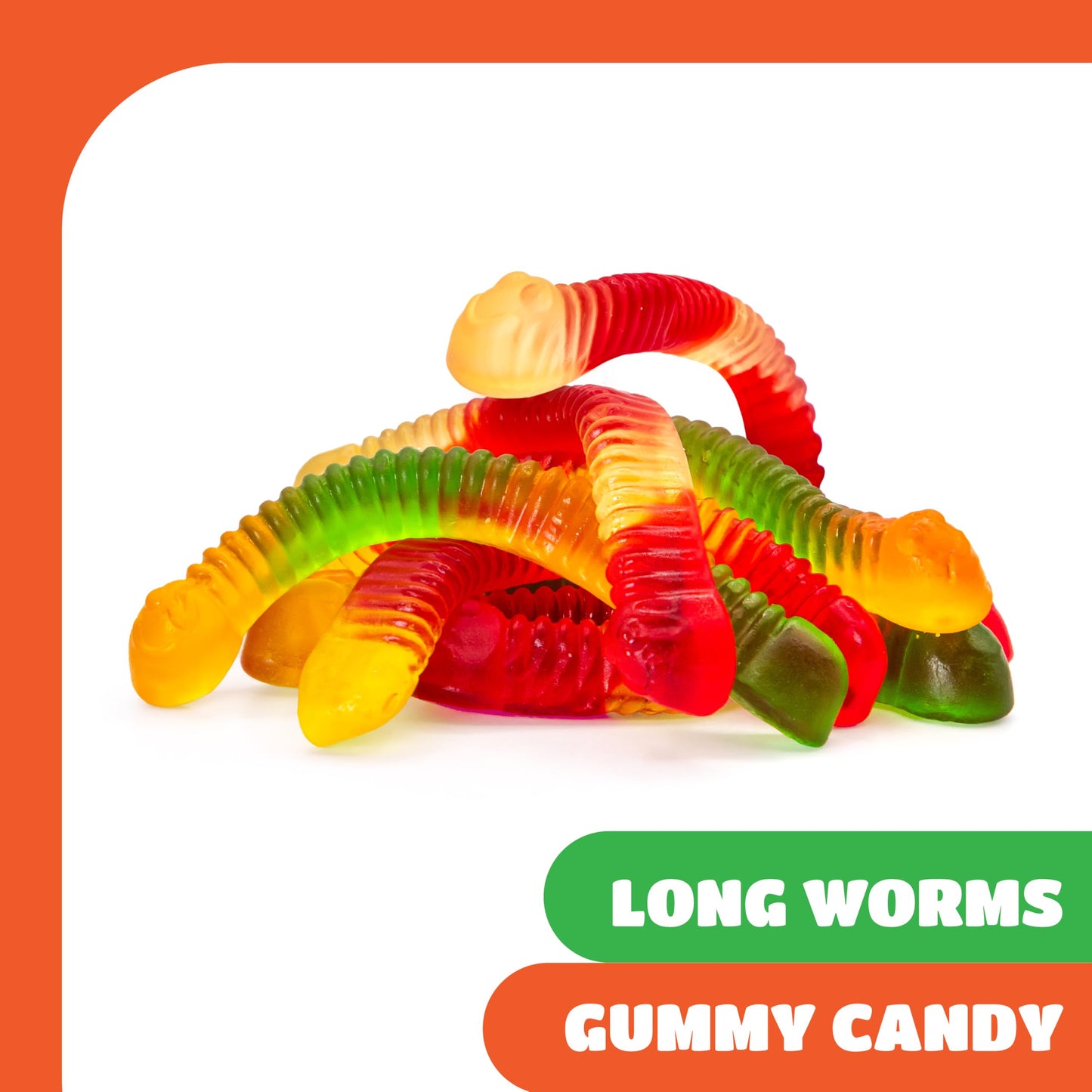 Gummy Worms - 1 Pound Pack - Gummy Candy - Assorted Fruit Flavors - Strawberry, Pineapple & Tangerine - Chewy Candy for Parties, Snacking, and Goodie