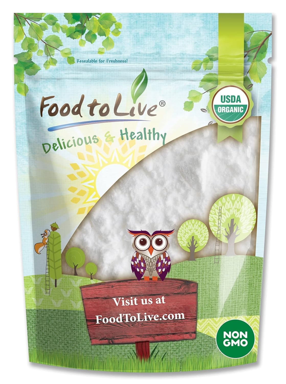 Food to Live Organic Arrowroot Flour, 2.5 Pounds - Non-GMO Powder, Fine Starch, Grain-Free, Vegan, Bulk. Rich in Dietary Fiber. Natural Food Thickener