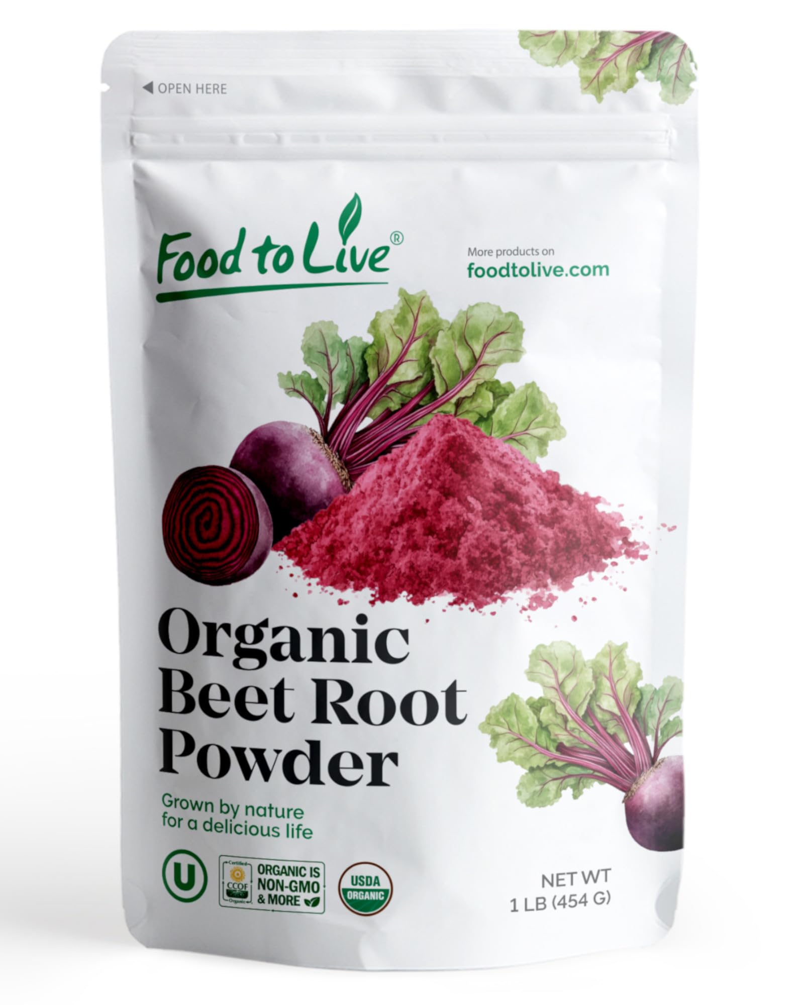 Food to Live Organic Beet Root Juice Powder, 1 Pound - Non-GMO, Raw, Keto, Vegan, Bulk, Contains Maltodextrin. Nitric Oxide Booster. Perfect