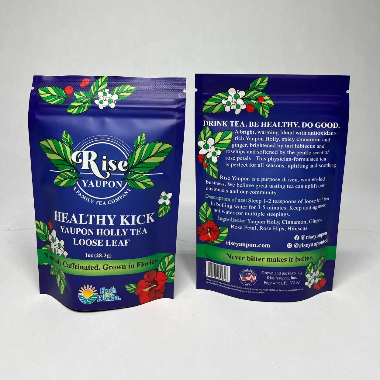 Rise Yaupon America's Classic Yaupon Holly Tea, 1 oz Loose Leaf Tea, Made with 100% Florida-Grown Yaupon Holly, Naturally Caffeinated, Never Bitter