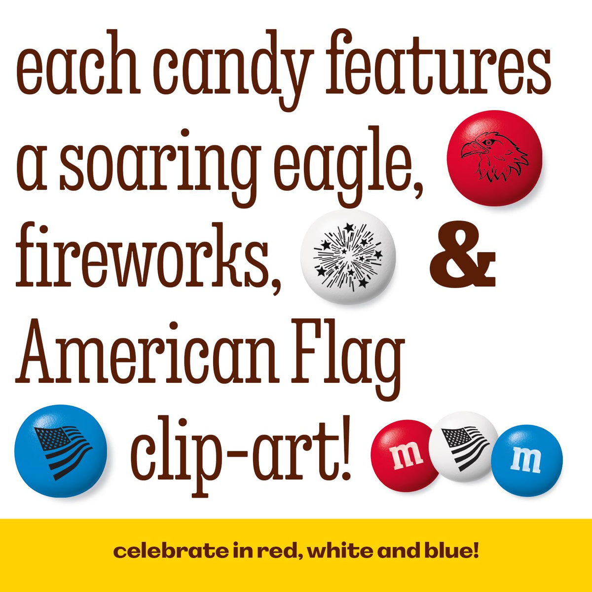 M&M'S USA Red, White, and Blue Patriotic Milk Chocolate Candy, 3 Pack