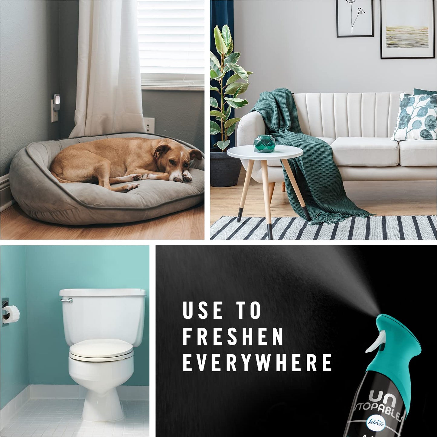 Febreze Air Mist Air Freshener Spray, Odor-Fighting Room Spray, Air Fresheners for Home and Bathroom and Kitchen, Aerosol Can, Unstopables Fresh