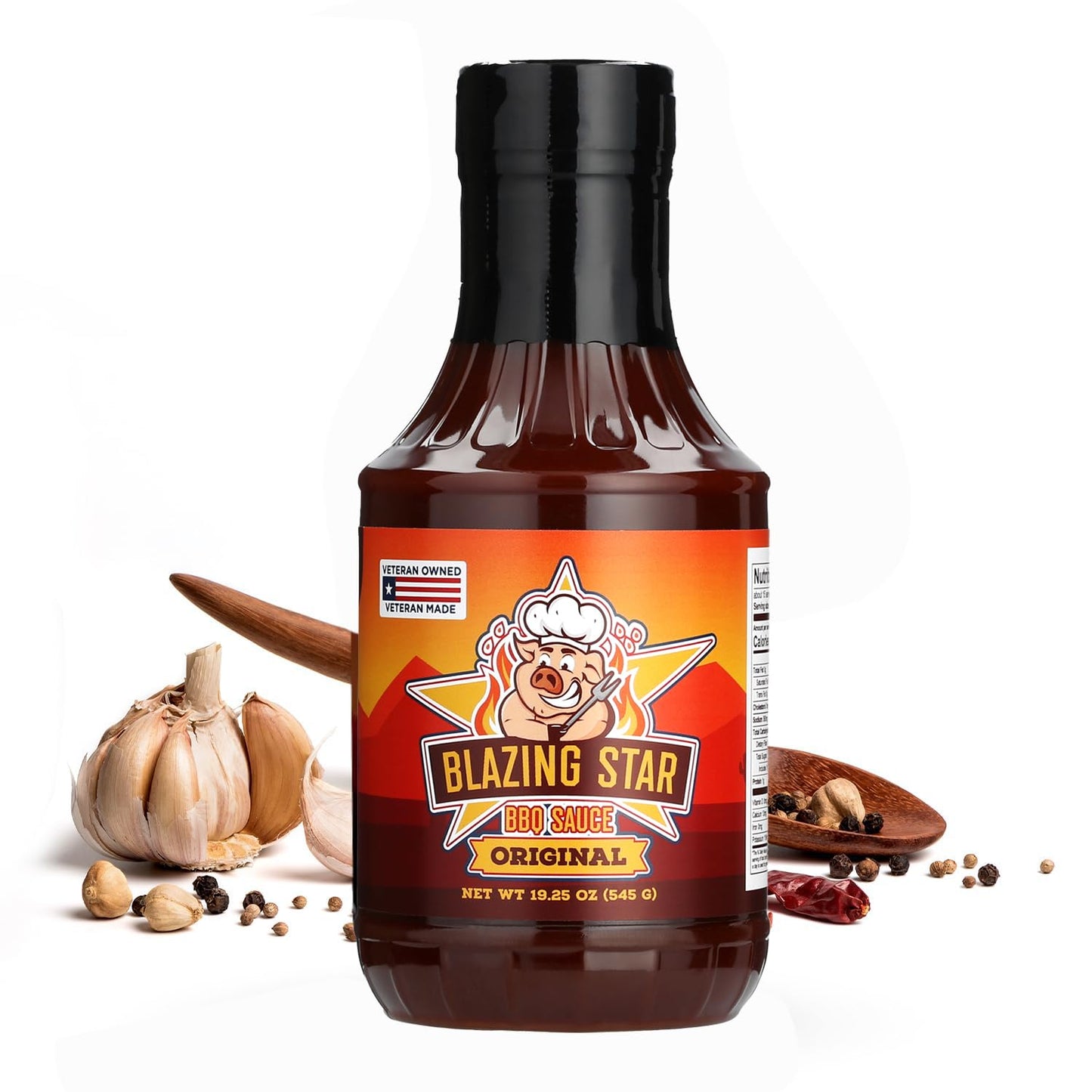 Blazing Star Original BBQ Sauce - Sweet, Tangy, and Smoky Barbecue Sauce - Unique Global Flavor - Great for Grilling, Smoking, and Barbecue - Veteran