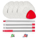 4 Pack Spin Mop Replacements Heads Compatible for O ceda EasyWring 1 Tank System, Microfiber Mops Head Refills , 1 Triangle Head Base and 30-58in