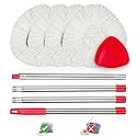 4 Pack Spin Mop Replacements Heads Compatible for O ceda EasyWring 1 Tank System, Microfiber Mops Head Refills , 1 Triangle Head Base and 30-58in
