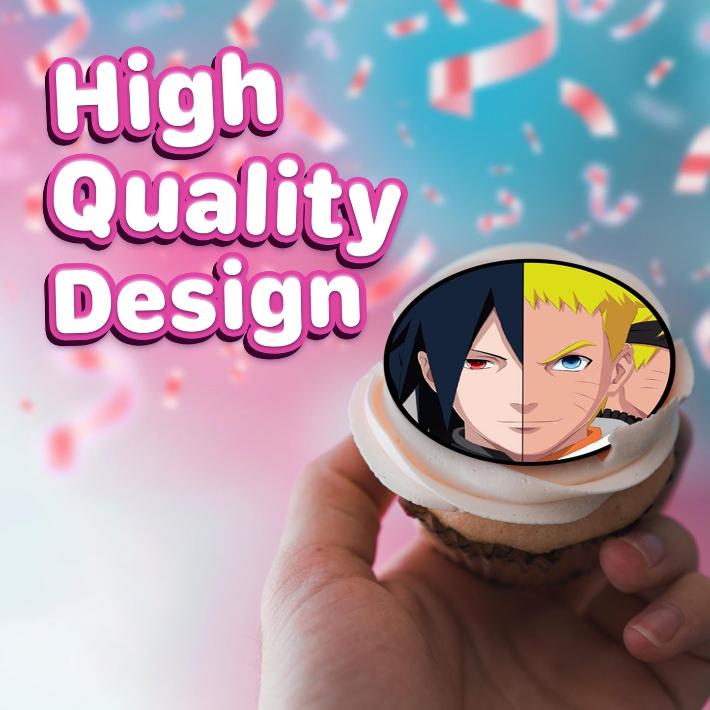 30 x Edible Sugar Cupcake Toppers - Anime Ninja Inspired Collection of Edible Cake Decorations | Uncut Edible on Sugar Sheet