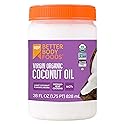 BetterBody Foods Organic Unrefined Coconut Oil - Hair & Skin Moisturizer, Baking & Cooking Oil - Light Aroma and Flavor - Butter Alternative - 28 Fl