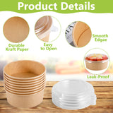 IJRPLM 50 Pack Paper Bowls with Lids, 36 oz Disposable Food Containers, Kraft Paper Salad Bowls, Disposable Soup Bowl, Serving Bowl with Lid
