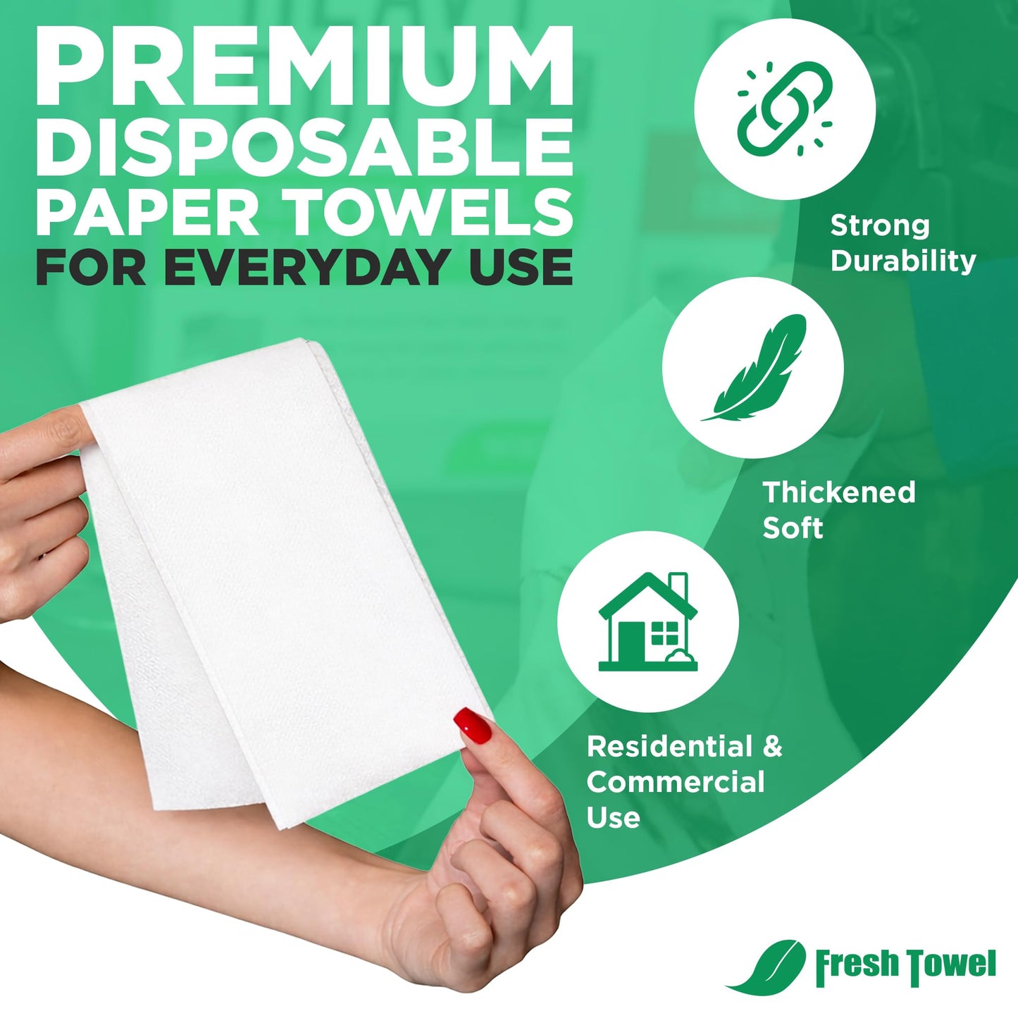 100-count Fresh Towel Disposable Linen-Feel Cloth-Like Guest Hand Towels (12"x16.5") for Bathroom, Kitchen, Party, Wedding, Restaurant or Events| Soft