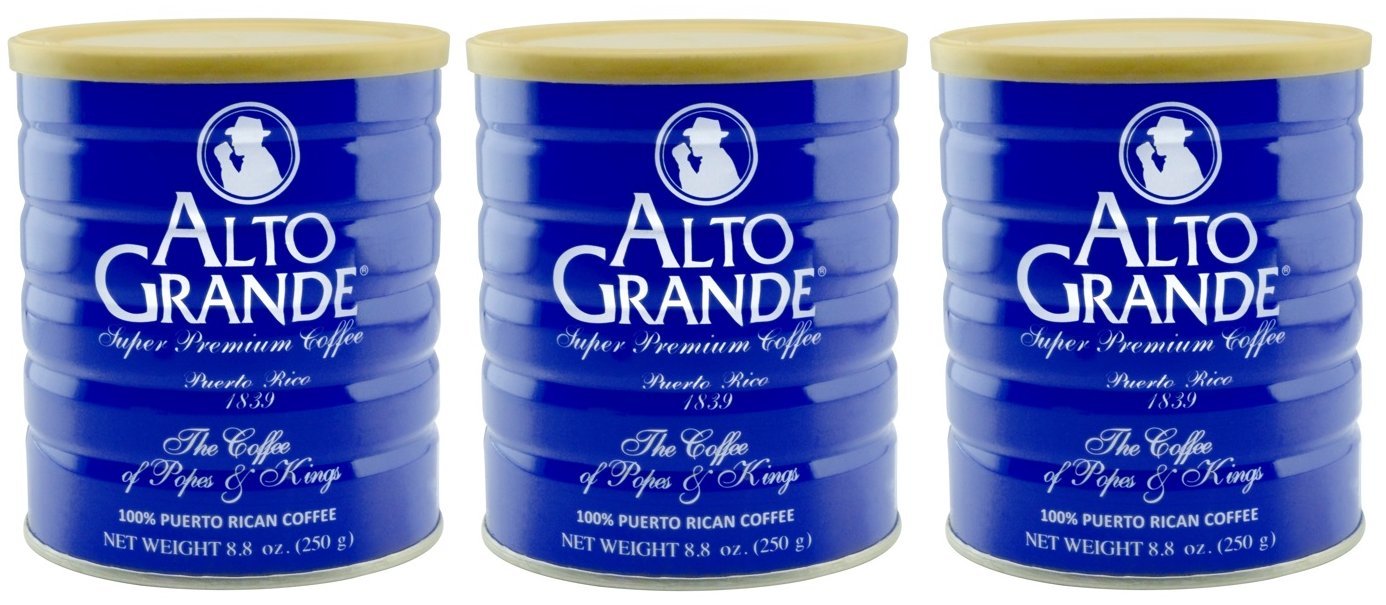 Alto Grande Super Premium Ground Coffee, 100% Arabica, Medium-Dark Roast, 8.8 oz Canisters (Pack of 3)