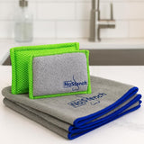 Kitchen Sponge | Odor Resistant, Non-Scratch Microfiber Mesh and Terry Cloth Sponge, No Odor, Long Lasting Odor Protection | Durable Odor Free